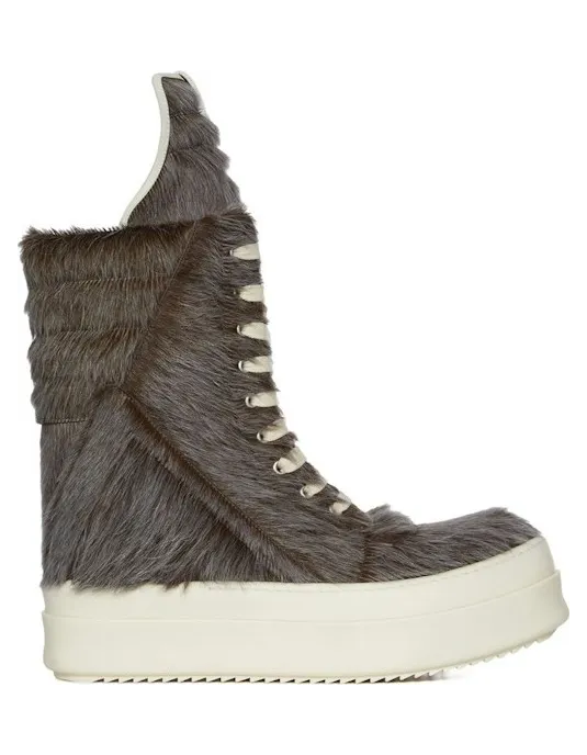 Rick Owens Concordians Mega Geobasket Unshaved Cow Leather Indigo Milk (RR02E1855 LHLC 1061)