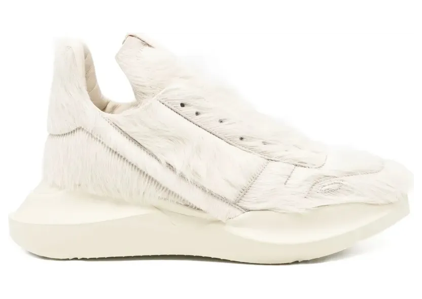Rick Owens Concordians Runway Geth Runner Unshaved Cow Leather Milk (RR02E1814LHL-1111)