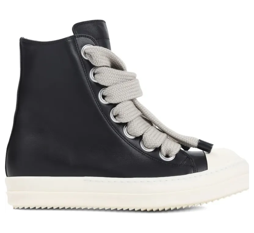 Rick Owens Jumbolace leren high-top – Black (RU02E1892LCOW2)