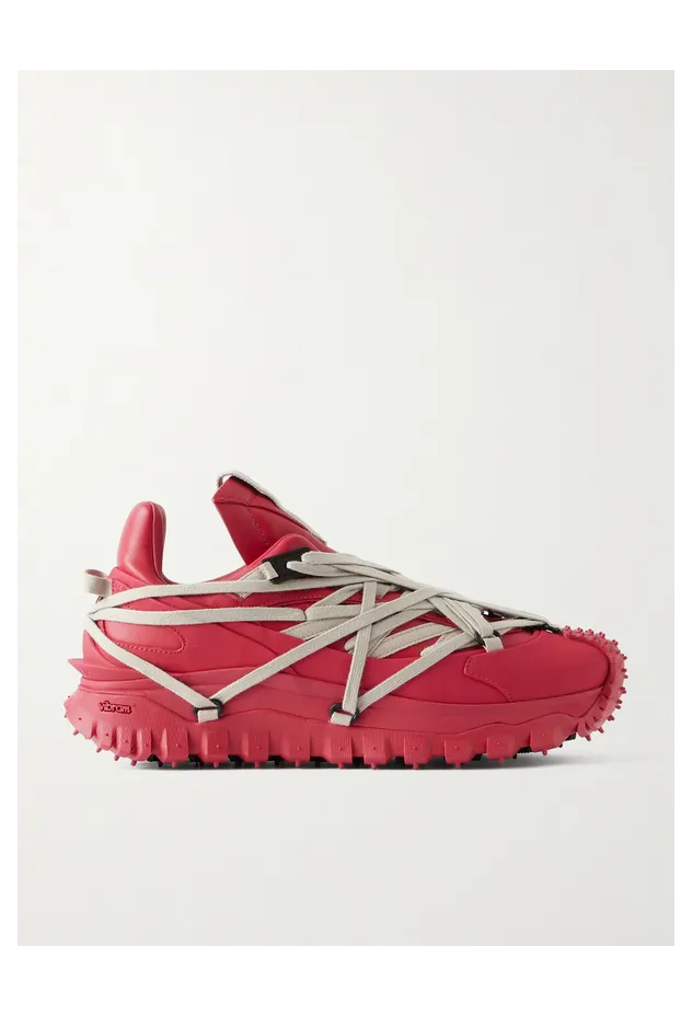 Rick Owens + Moncler Trailgrip Megalace® Leather and Rubber Red (MU01F4M10)