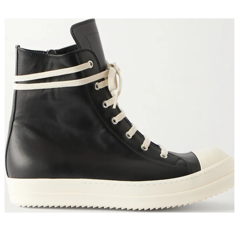 Rick Owens Ramones Full-Grain Leather and Rubber Black (RU02F4890)