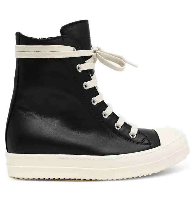Rick Owens Tower Leather High-top “Black/White” (RP02F5890 LCO 911)