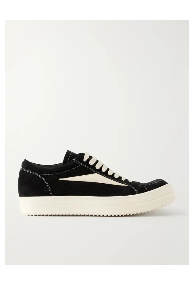 Rick Owens Vintage Suede-Trimmed Leather and Rubber Black (RU02F4897)