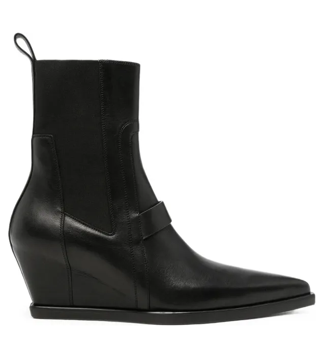 Rick Owens Wedge-heel Pointed-toe “Black” (RU02F4805 LOO 09)