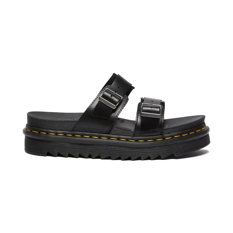 Dr. Martens Myles Brando Leather Buckle Slide Sandal Black (23523001)