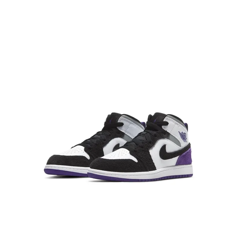 Jordan 1 Mid SE Purple (PS) White/Black-Light Solar Flare Heather-Varsity Purple (BQ6932-105)