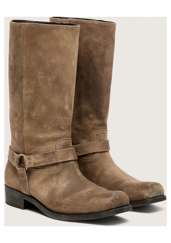 Golden Goose High Biker Boots In Dark Beige Waxed Suede With Strap And A Silver-Colored Buckle (GWF01057.F008237.15693) (2)