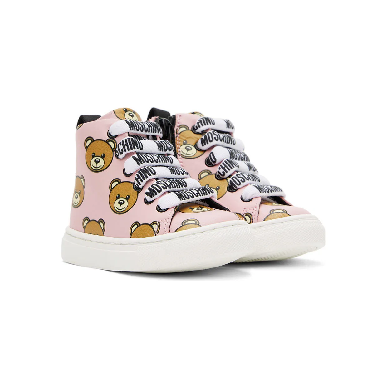 Moschino Baby Pink Teddy Print High Sneakers (71684) (4)