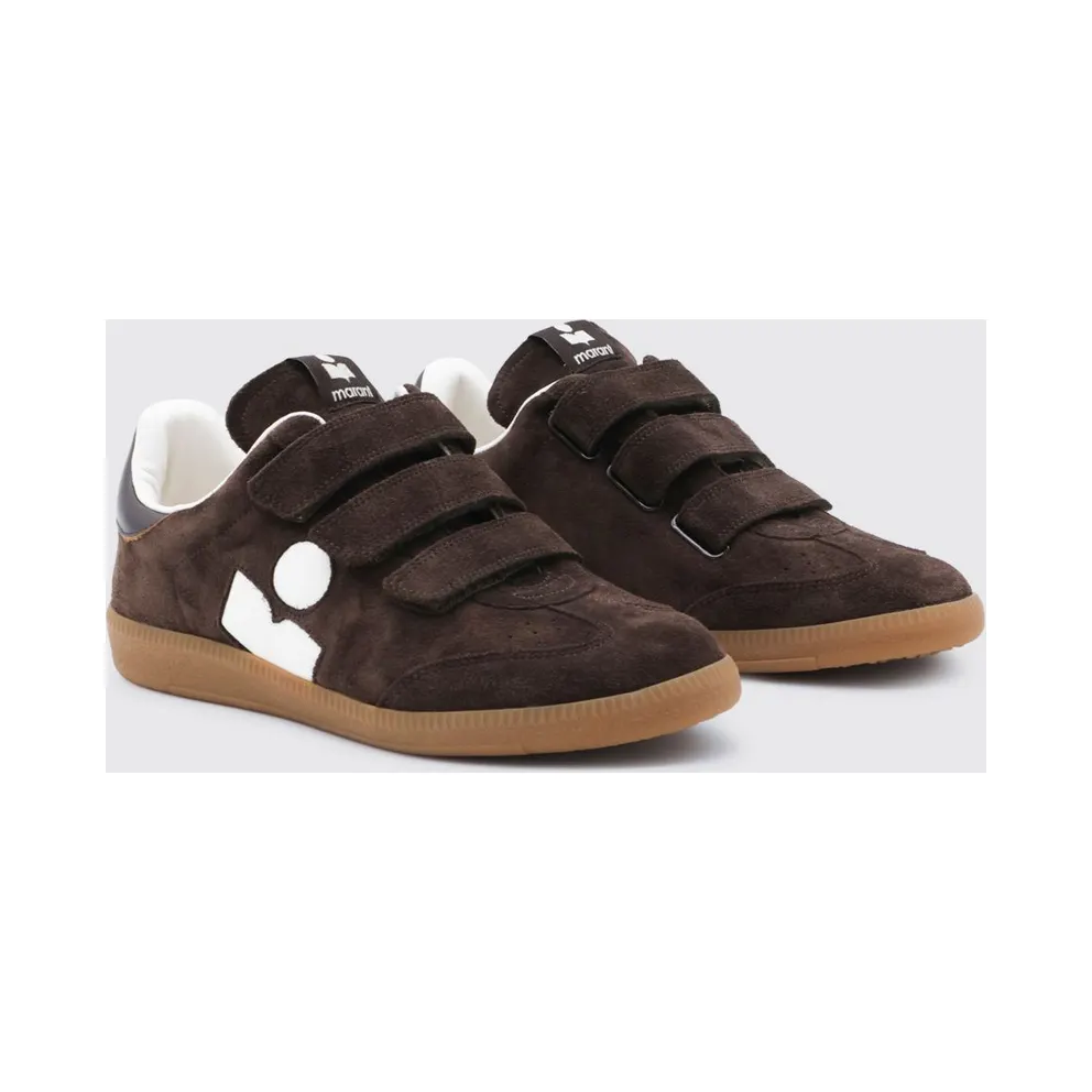 Isabel Marant Beth Suede Low-Top Sneakers with Velcro Strap Closure Cocoa (25PBK0013FAC1E09SCLMW)
