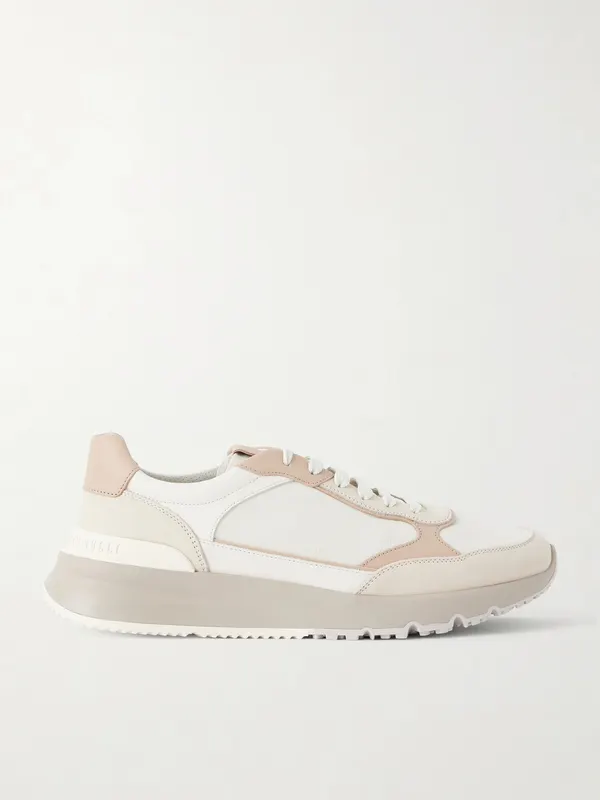 Brunello Cucinelli Leather and Suede Sneakers Beige (MZUSNEO355)