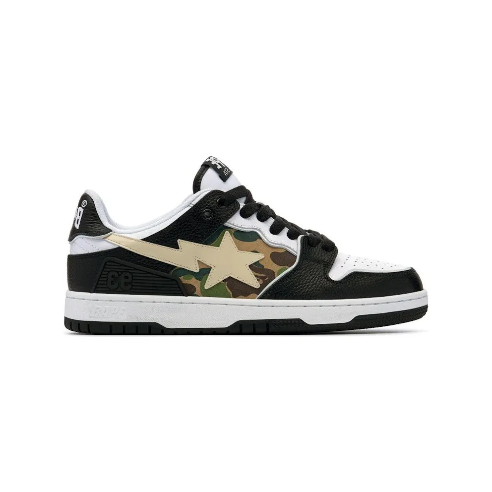 A Bathing Ape Bape SK8 Sta Black White Embroidery Heel Patch (1I70-191-006)