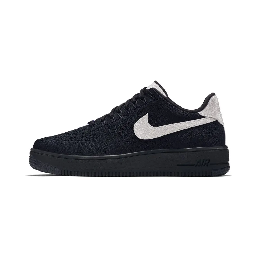 Nike Air Force 1 Flyknit Low Black Metallic Silver Black/Metallic Silver-Black (908670-001)