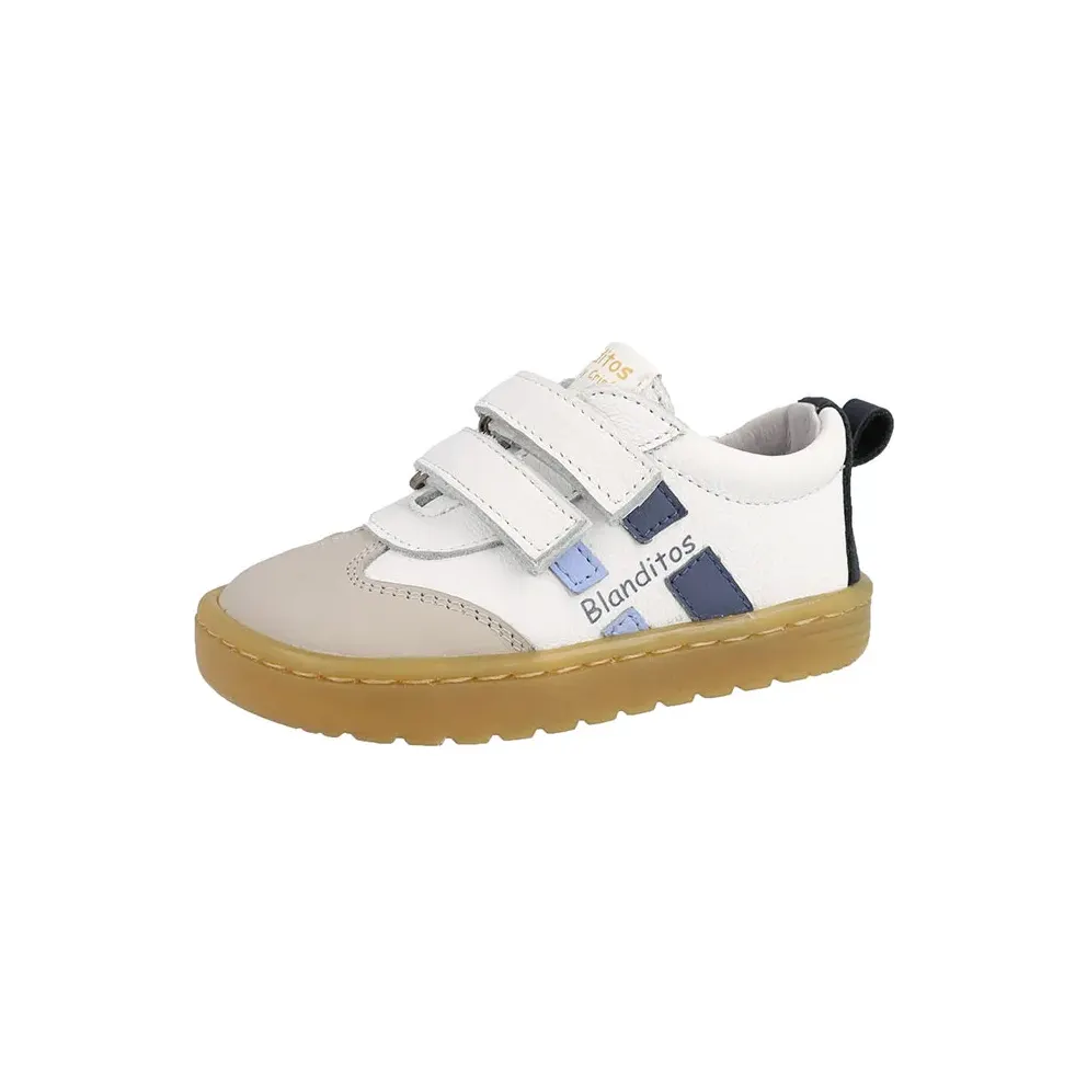 Blanditos Lisboa Barefoot Shoes JPG002I9-White/SkyBlue/DarkBlue