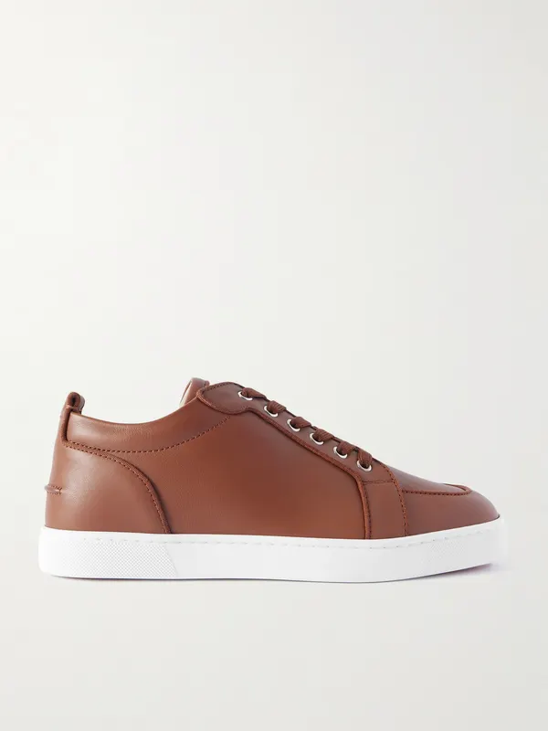 Christian Louboutin Rantulow Orlato Grosgrain-Trimmed Full-Grain Leather Sneakers Brown (3250663)