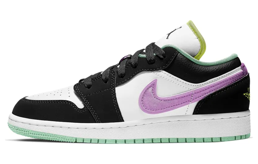 Jordan 1 Low Black White Purple (GS) (553560-151)