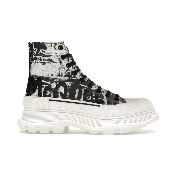 Alexander McQueen Graffiti Tread Slick Boot White Black (708089W4TG49356)