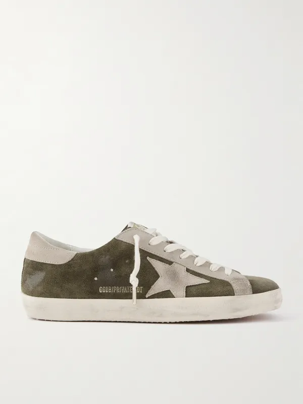 Golden Goose Super-Star Private EDT Distressed Suede Sneakers Green (GMF00101.F008228)