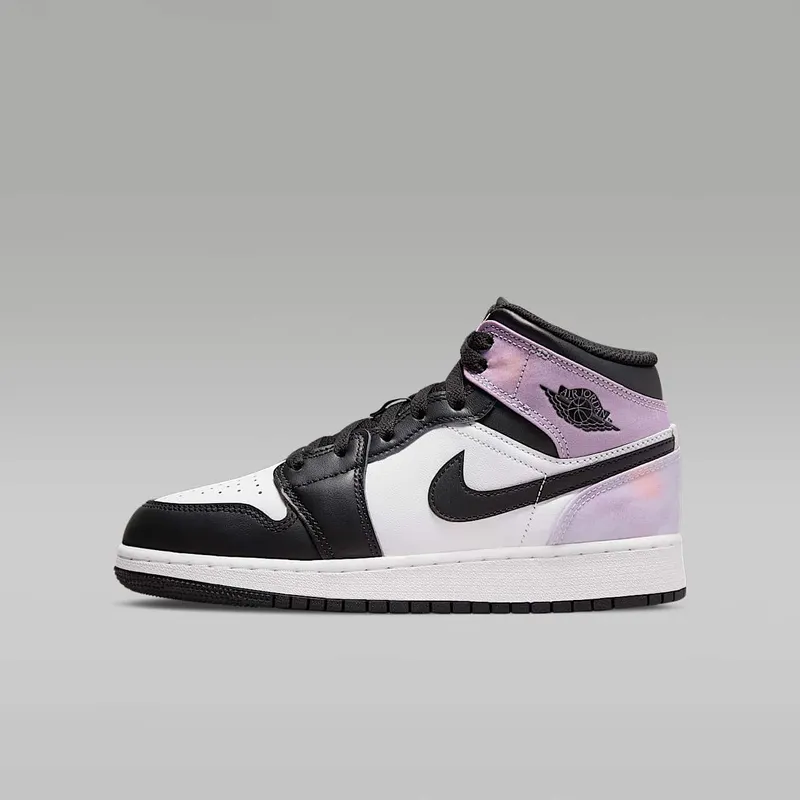 Jordan 1 Mid SE Zen Master (GS) “Black / White / Amethyst Wave / Bleached Coral” (DM6216-001)
