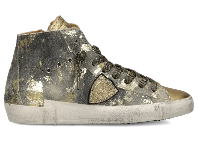 Philippe Model Paris High-Top-Sneakers im Metallic-Look – Gold (PRHDLDM2)