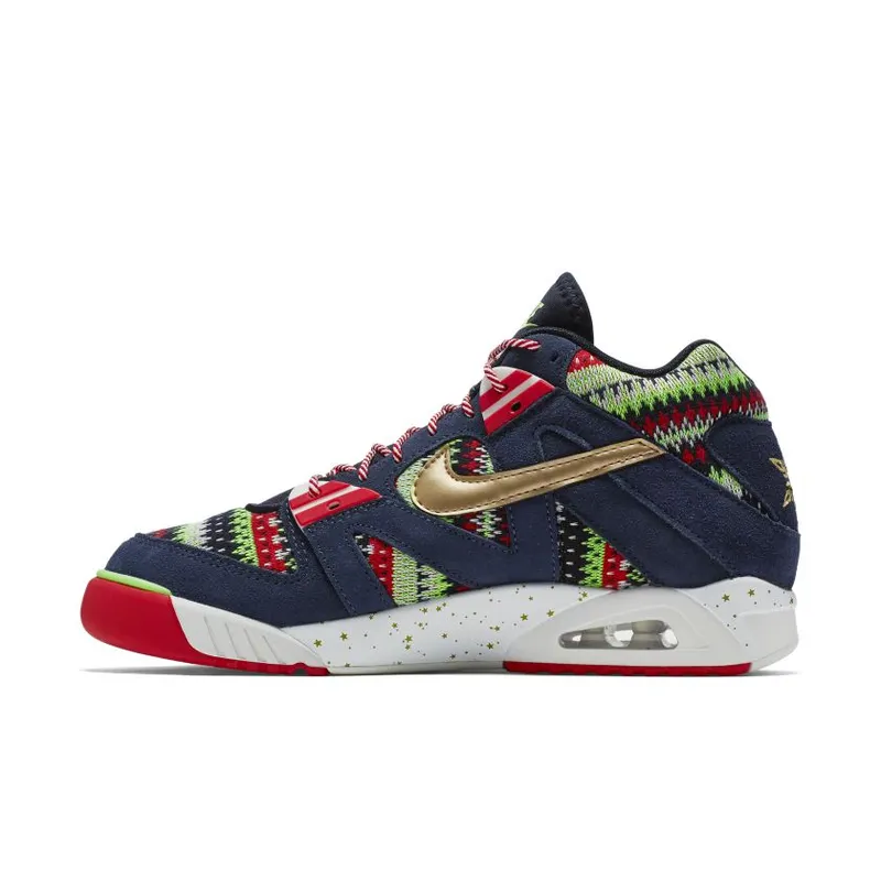 Nike Air Tech Challenge 3 Christmas (2015) Dark Obsidian/University Red-Flash Lime-Metallic Gold (827822-400)