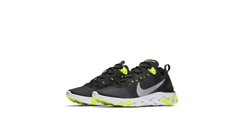 Nike React Element 55 Black Wolf Grey Volt Black/Wolf Grey-Volt-White (BQ6166-001)