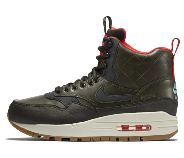 Nike Air Max 1 Mid Sneakerboot Reflect Sequoia/Black-Bright Crimson-Mint (W)