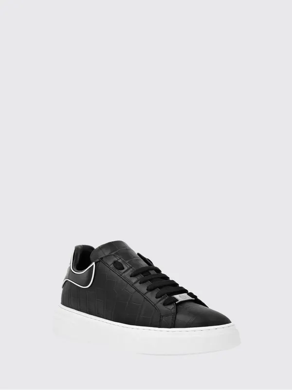 Philipp plein Lace-Up Low-Top Sneakers in Crocodile-Effect Leather Black (LADSUSC0781PLE010N02)