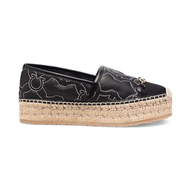 Ferragamo Gancini Logo-Embroidered Espadrilles Black (01C999751252)