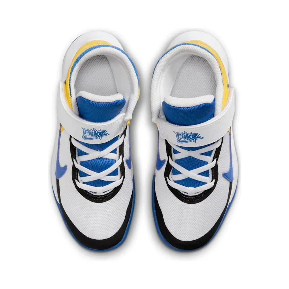 Nike Team Hustle D 10 FlyEase White Yellow Ochre Game Royal (DZ2761-141)