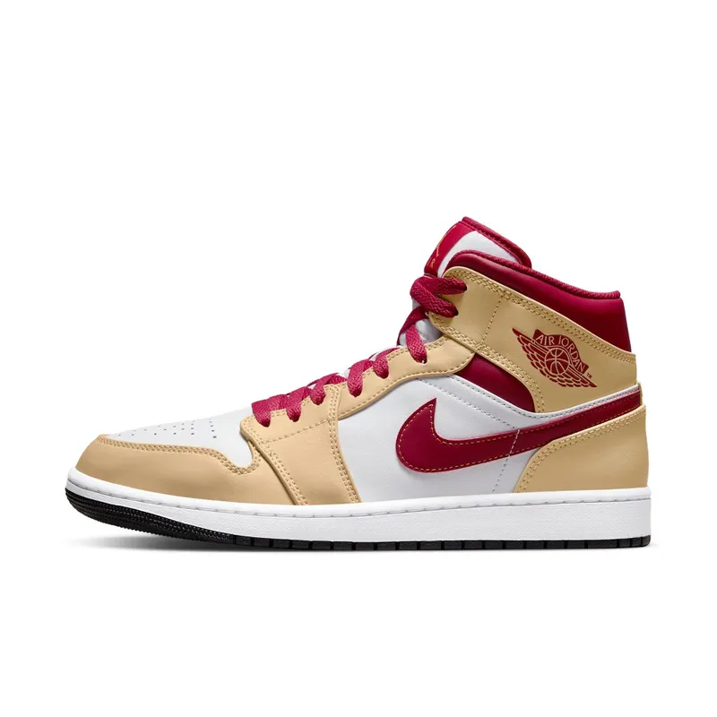 Air Jordan 1 Mid Beige White Red (554724-201)