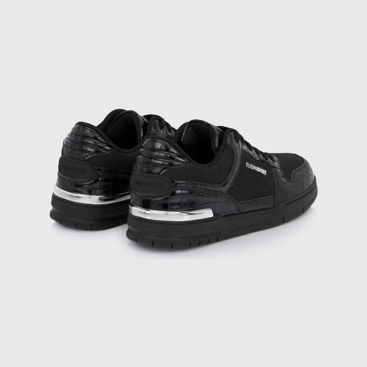 Plein Sport Suede And Crocodile Print Leather Sneakers Black (FAESUSC0795STE003N0202) (2)