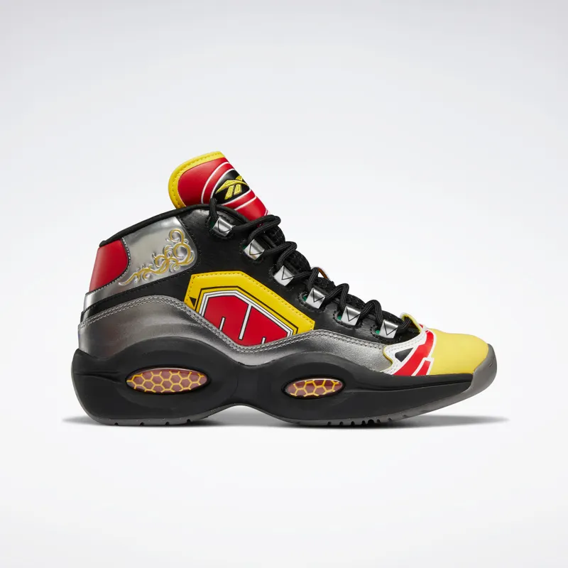 Reebok Power Rangers Question Mid Schoenen Black / Silver Metallic / Vector Red