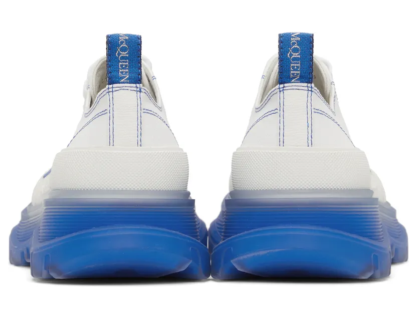 Alexander McQueen White & Blue Tread Slick Low Sneakers (662687W4MV9) (4)