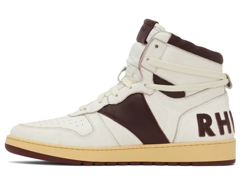 Rhude SSENSE Exclusive White & Burgundy Rhecess Hi Sneakers (RHSS22FO05178500) (3)