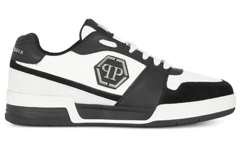 Philipp Plein P-Force 78 leren met logoplakkaat “White” (LAESUSC0979PLE022N)