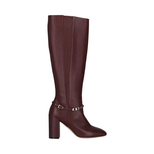 Ferragamo Triba Leather Knee High Boots Burgundy (01R396-733608-1C)