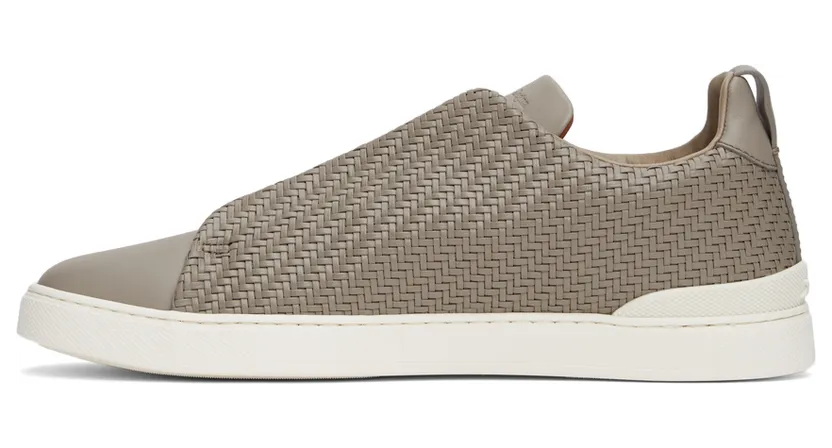 Ermenegildo Zegna Taupe Pelletessuta Triple Stitch Sneakers (LHSPT-A4665X) (3)