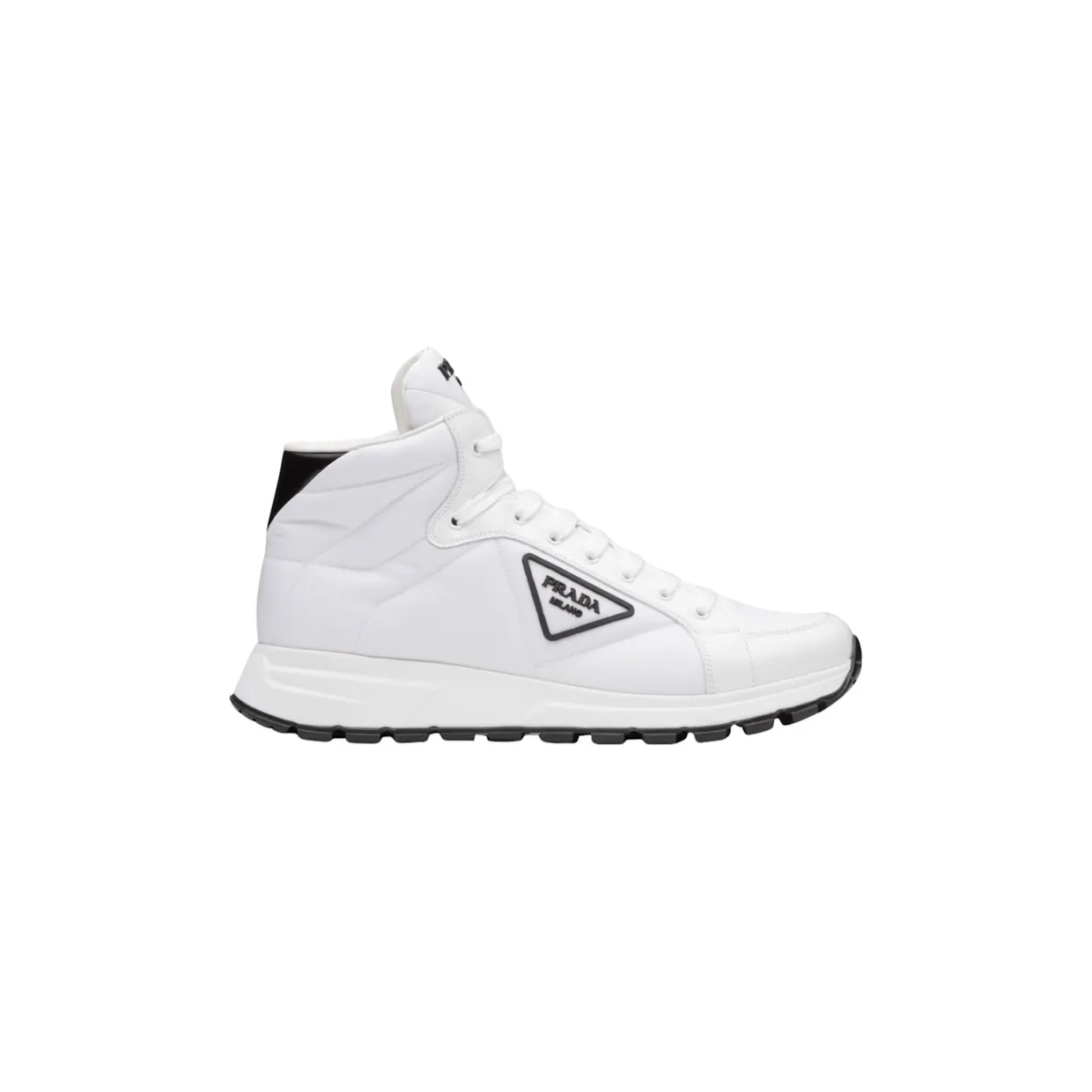Prada PRAX 01 High Top Re-Nylon and Brushed Leather White Black (4T3592_3LF5_F0964)