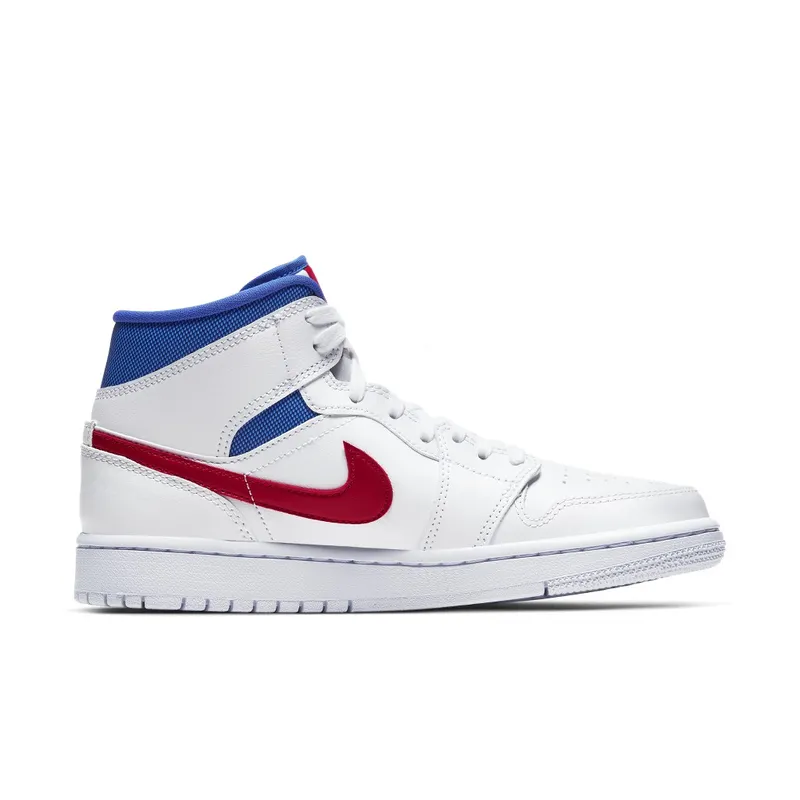 Air Jordan Womens Nike AJ I 1 Mid White ‘Red Royal’ (2020) (BQ6472-164)