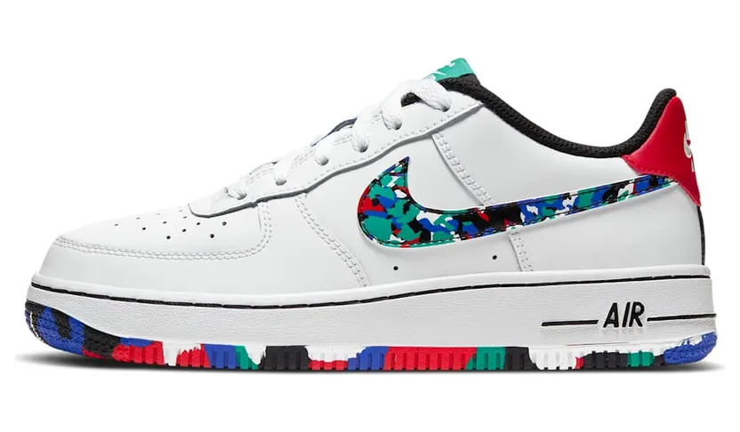 Nike Air Force 1 Low GS ‘Crayon White Multi’ White/Hyper Blue/Neptune Green/Multi-Color (CU4632-100)