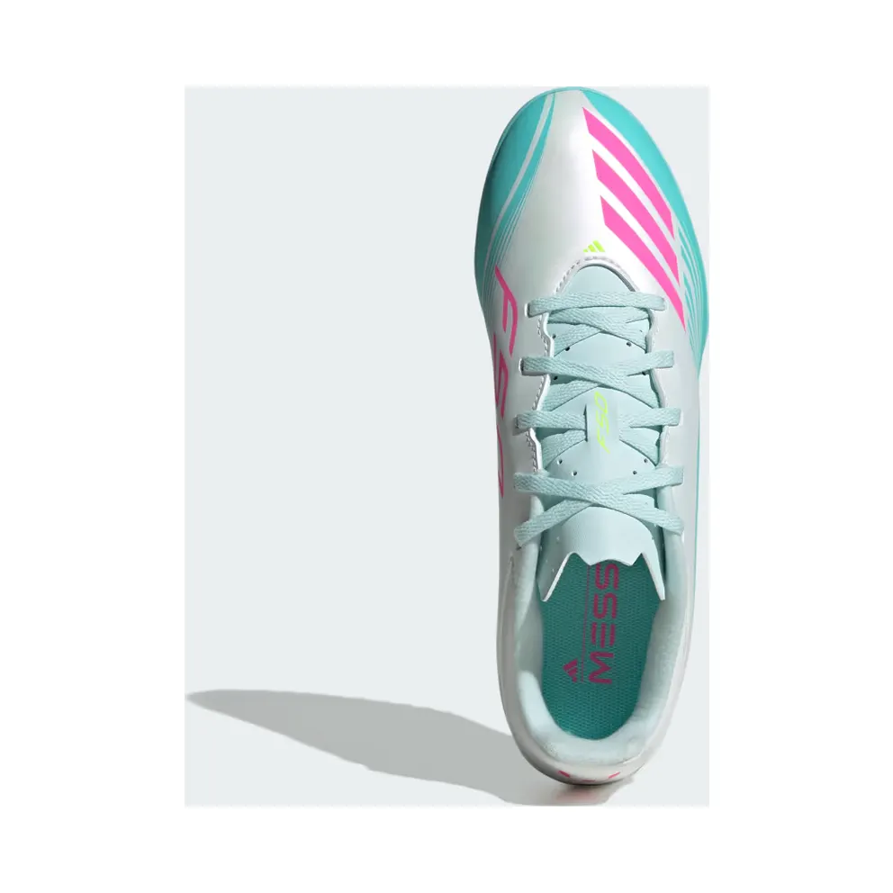 adidas F50 Messi Club Turf Football “Cloud White / Lucid Pink / Flash Aqua” (JQ0947)