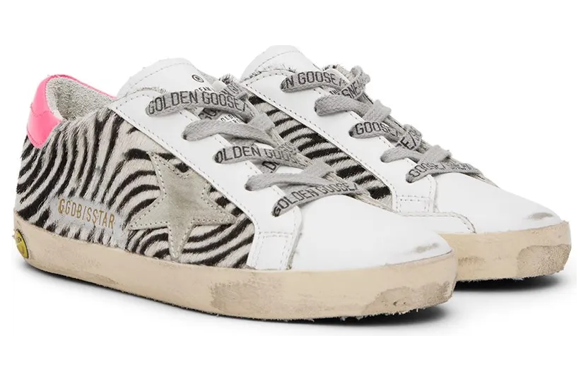 Golden Goose Kids White & Black Pony Hair Zebra Super Star Classic Sneakers (GYF00101.F002841.81615) (4)
