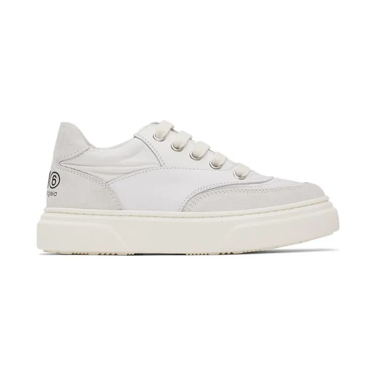 MM6 Maison Margiela Kids White & Grey Back Logo Sneakers (70340)