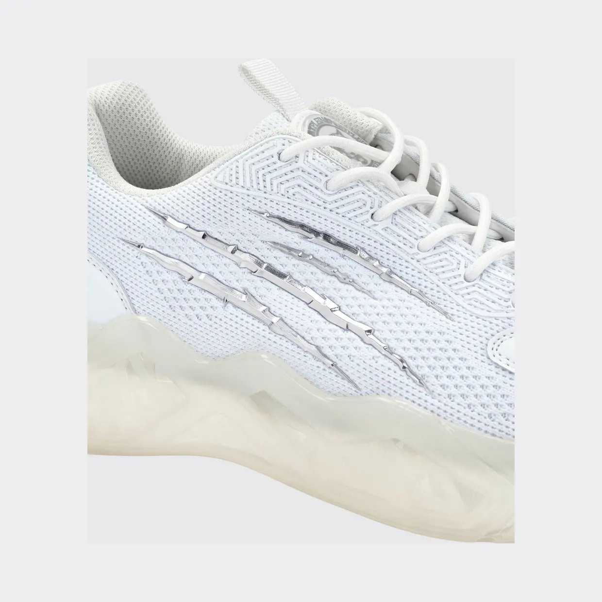 Plein Sport Lace-Up Low-Top Sneakers in Technical Mesh with Rear Logo White (FABSUSC0338STE003N01) (2)