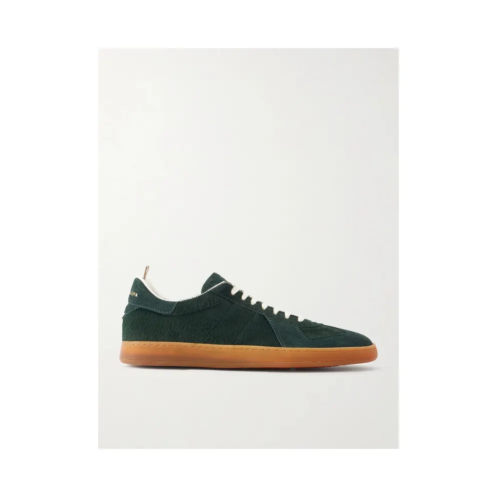 Officine Creative Militia 002 Suede-Trimmed Calf Hair Snakers Dark green (OCUMILI002-LC226)