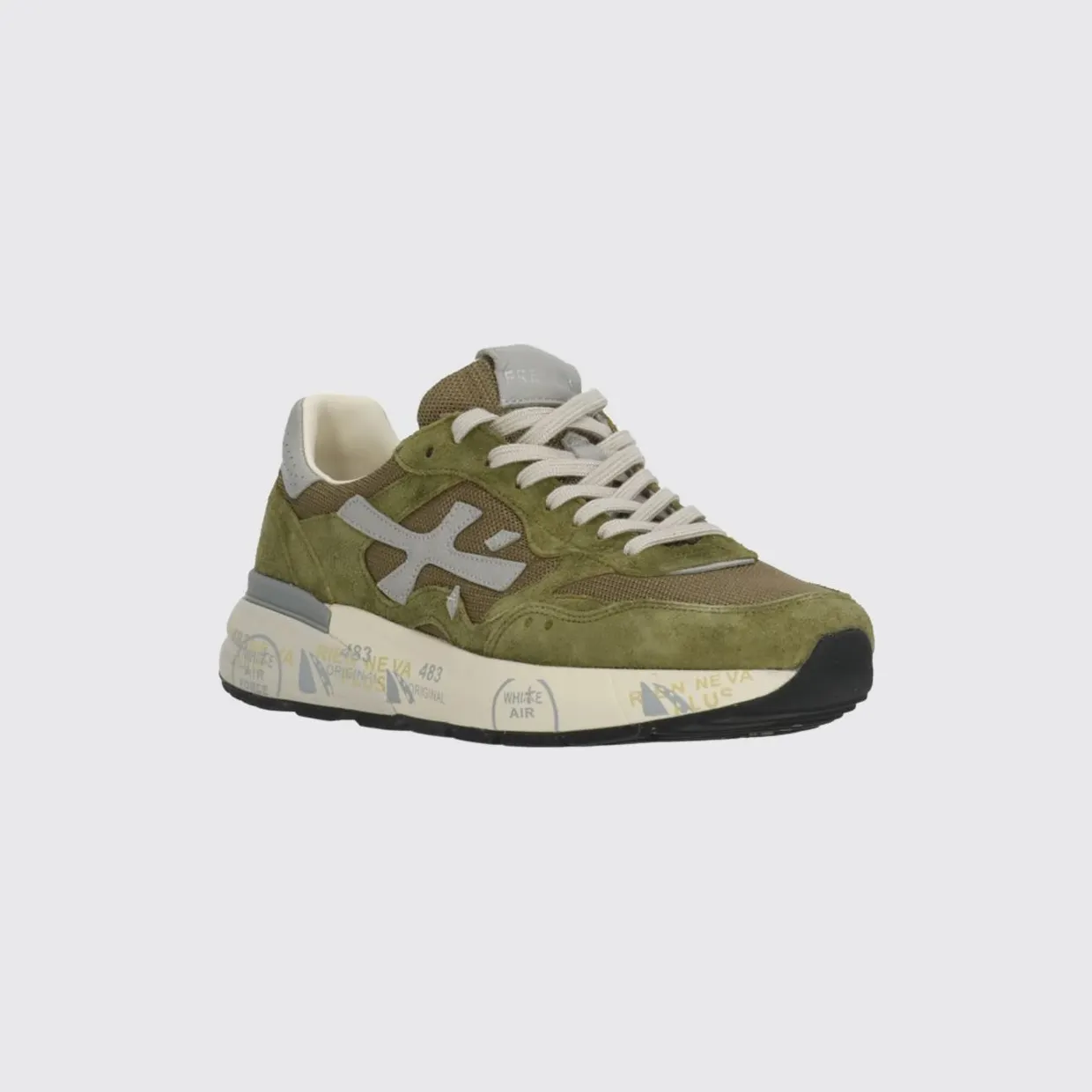 Premiata Mick Used Suede and Mesh Sneakers Military (MICK018271)