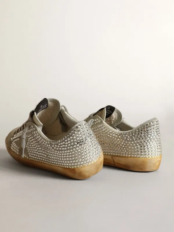 Golden Goose Women’S Super-Star In Aged White Nubuck With Swarovski Crystals (GWF00174.F003459.10273) (4)