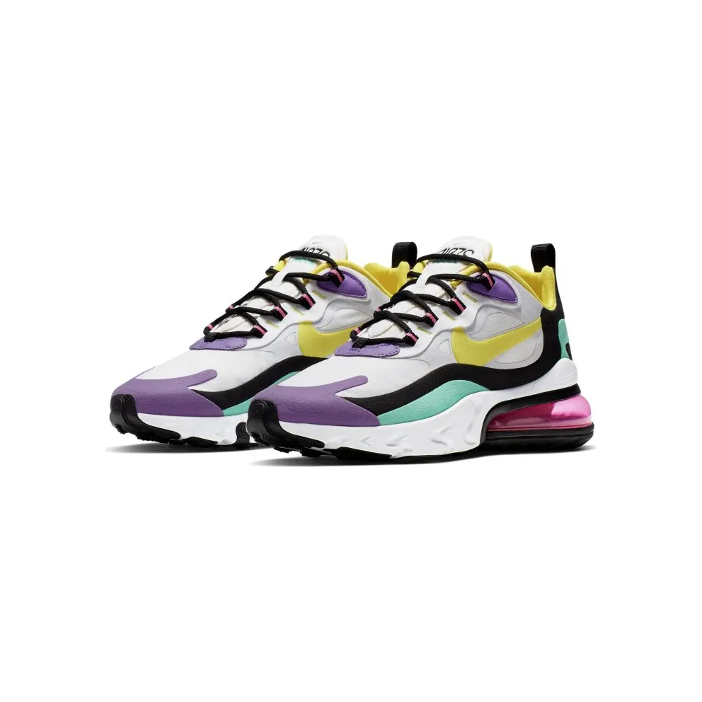Nike Air Max 270 React Geometric Art (W) White/Black-Bright Violet-Dynamic Yellow (AT6174-101)