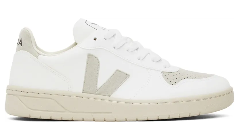 Veja White & Grey V-10 Vegan Sneakers (VX0702797)