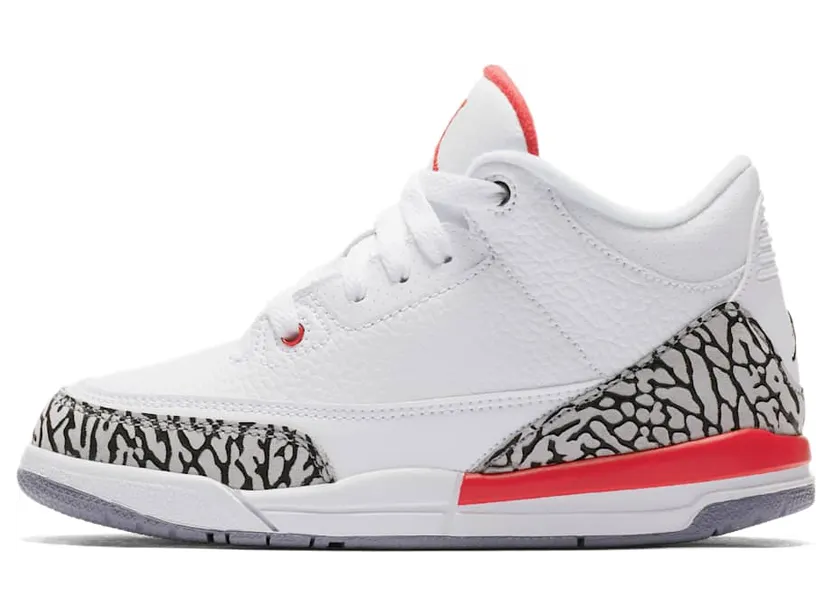 Jordan 3 Retro Hall of Fame (PS) “White / Cement Grey / Black / Fire Red” (429487-116)